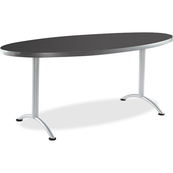 Iceberg ARC Oval Table, Graphite Top, Silver Steel Frame, 36 in W x 72 in L 69427 - main