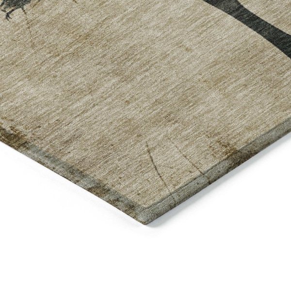 Homeroots 9' X 12' Beige And Charcoal Horse Washable Indoor Outdoor Area Rug 618641 - main