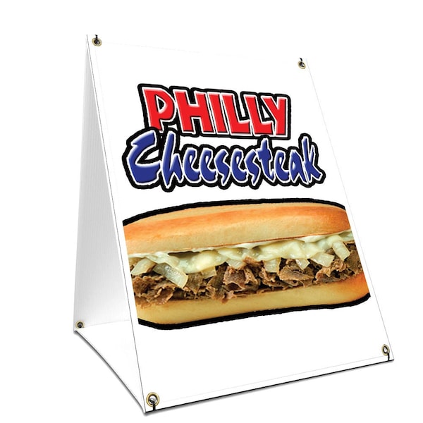 Signmission Philly Cheesesteak, 36 Inch x 24 Inch A-frame Yard Sign, Plastic Sign SBC-2436-Philly Cheesesteak - main