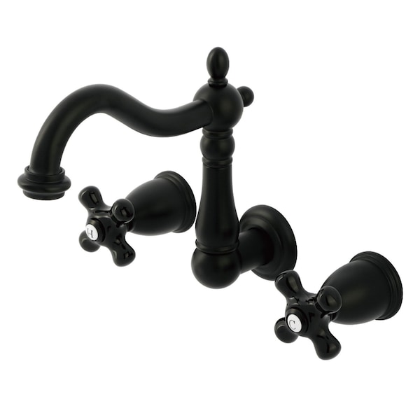 Kingston Brass Double-Handle Wall Mount Bathroom Faucet, Matte Black KS1250PKX - main