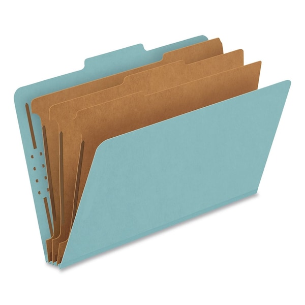 Pendaflex Pressboard Top Tab Folders, 2/5-Cut Tab, Expands 3.5", 3 Dividers, 8 Fasteners, Legal, Blue, 10PK 29094 - main