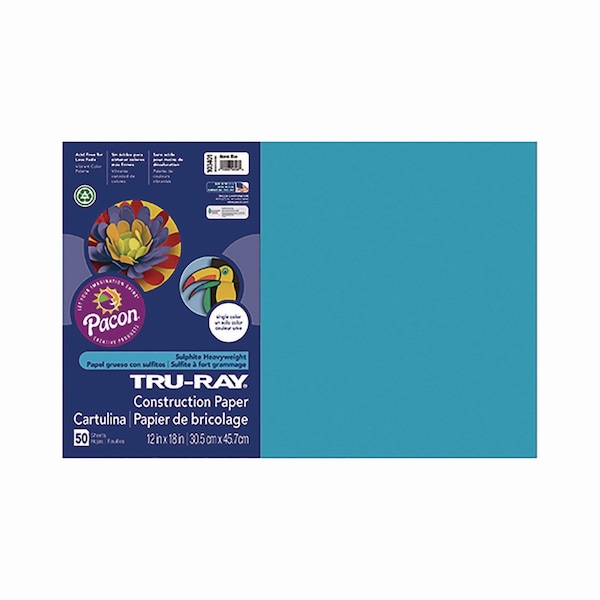 Pacon Tru-Ray Construction Paper, 70 lb Text Weight, 12 x 18, Atomic Blue, 50PK P103401 - main