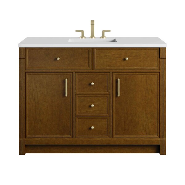 James Martin Vanities Bellshire 48" Single Vanity, Honey Oak w/ 3 CM White Zeus Silestone Top 660-V48-HNO-3WZ - main