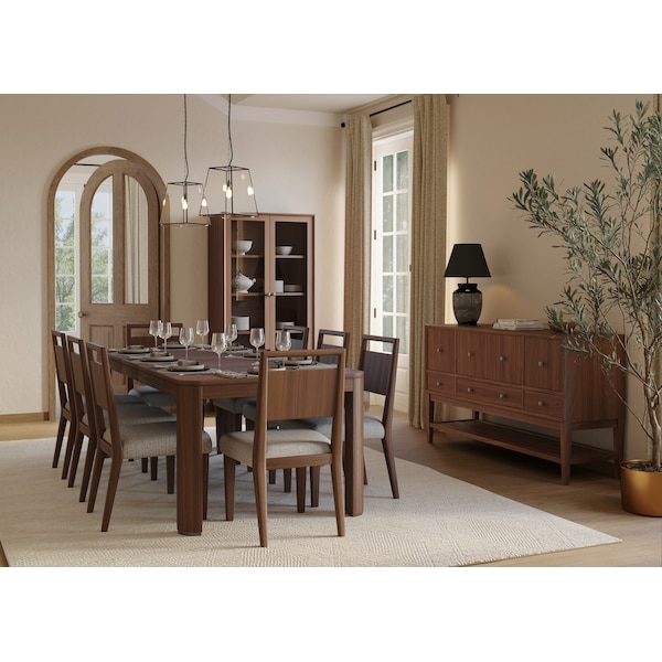 Martin Furniture Mid-Century Modern Wood Kitchen Dining Table with Eight Chairs, Brown IMCU7240KIT9 - main