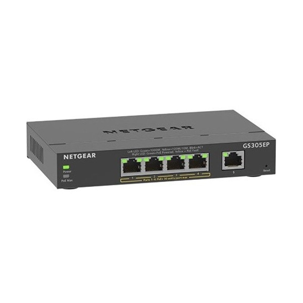 Netgear SWITCH - GS305EP - WIRED - 1GBPS - NETWORKING / PORTS QTY: 5 - GIGABIT ETHERNET GS305EP-100NAS - main