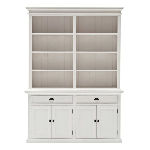 Homeroots 87" White Solid Wood Side Board with Hutch 397119 - main