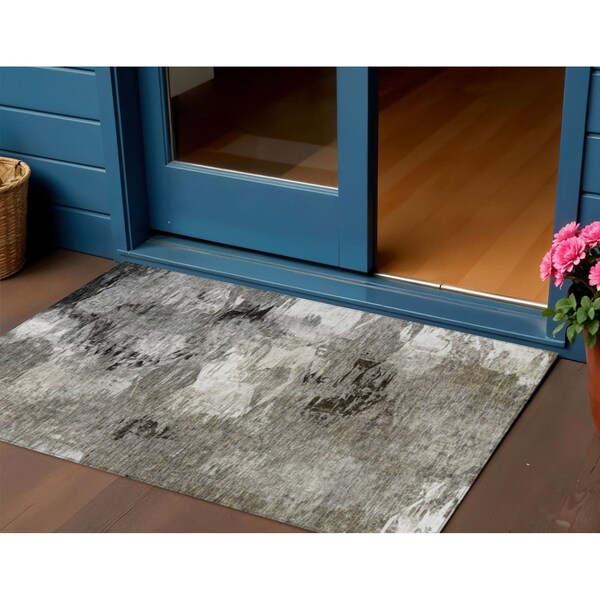 Homeroots 3' X 5' Taupe Beige And Ivory Abstract Washable Indoor Outdoor Area Rug 577757 - main