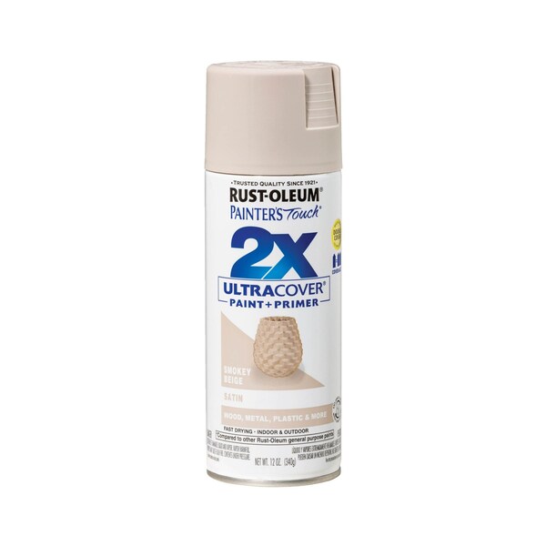 Rust-Oleum Spray Paint, Smokey Beige, Satin, Solvent, 12 Oz 334092 - main