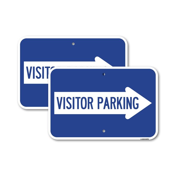Signmission Visitor Parking With Right Arrow, 12'' X 18'' 2 Signs, Heavy Gauge Aluminum, 2PK A-1218-2PACK-24376 - main