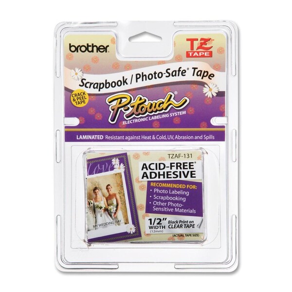 Brother Label, Blk/Clr, Acid-Free, .47" x 26.2 ft. TZEAF131G - main