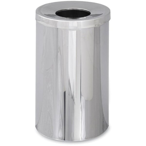 Safco 35 gal. Puncture-Resistant Steel Round Trash Can, Silver 9695 - main