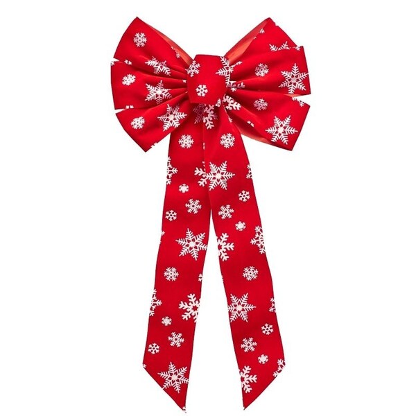 Holiday Trims Christmas Specialty Decoration, 1 in H, Snowflakes, Velvet, RedWhite 6083 - main