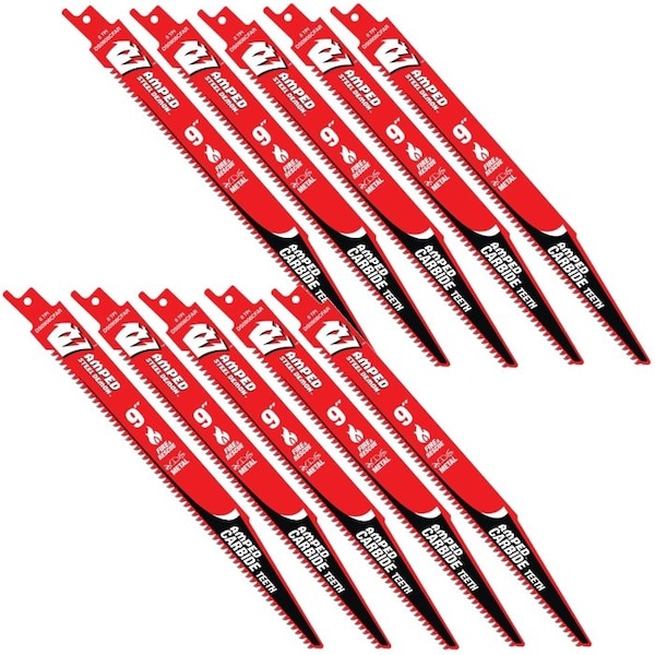 Diablo Reciprocating Saw Blade, Steel Demon AMPED Carbide, 9 in, 8 TPI, 10-Pack DS0908CFAR10 - main