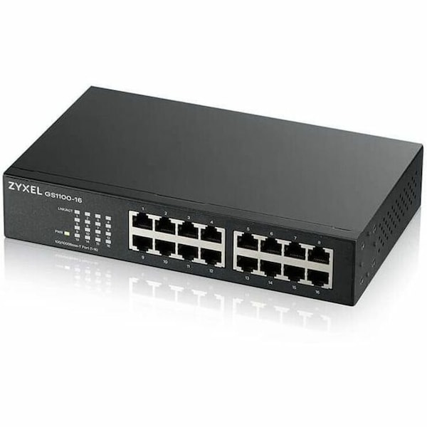 Zyxel - 16-PORT 10/100/1000 GIGABIT SWITCH DESKTOP W/RACKMOUNTS GS1100-16 - main