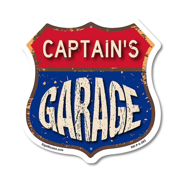 Signmission Captain's Garage, 6 Inch X 6 Inch, Plastic Sign SHI-P-6-383-CAPTAIN - main
