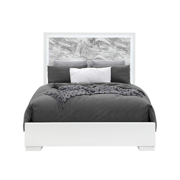 Global Furniture Usa Contemporary Naomi Silver Marble Full Bed With Led NAOMI-SILVER MARBLE-FB W/ LED - main