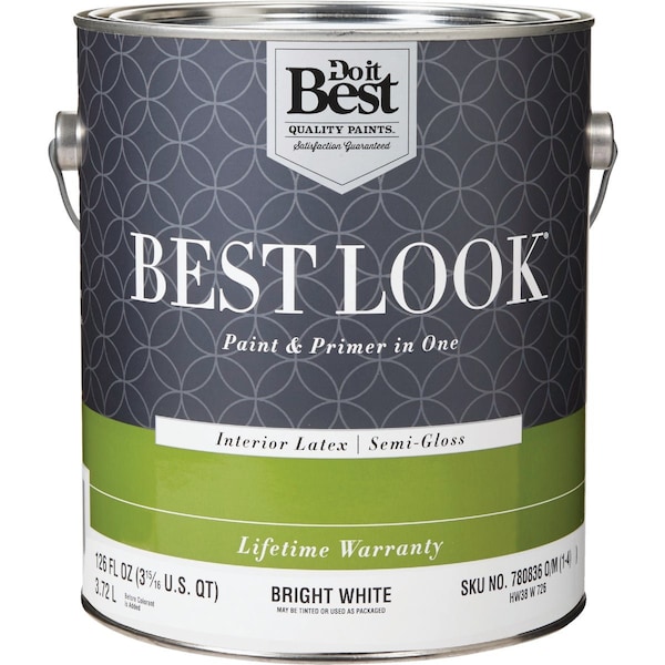 Do It Best Best Look Latex Premium Paint & Primer In One Semi-Gloss Interior Wall Paint Bright Wht 1 Gal. HW38W0726-16 - main