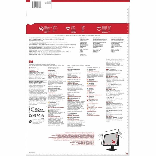 3M High Clarity Privacy Filter for 24 in Monitors 1610 HC240W1B Black, Glossy, Black MMMHC240W1B - main