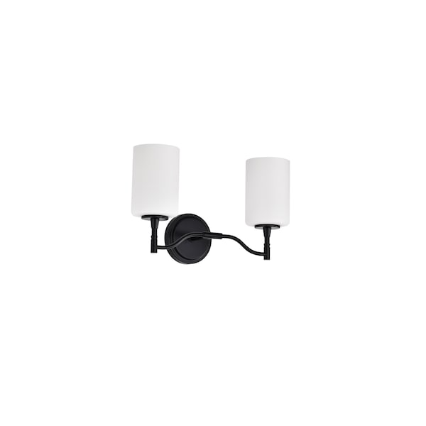 Nuvo Liam, 2 Light Vanity, Matte Black, White Opal Glass 60/8212 - main