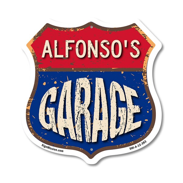 Signmission Alfonso's Garage, 12 Inch X 12 Inch, Aluminum Metal Sign SHI-A-12-383-ALFONSO - main
