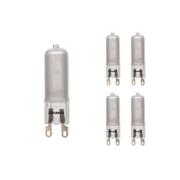 Bulbrite 60 Watt 120V Dimmable Frost T4 Halogen Mini Light Bulbs with Bi-Pin G9 Base, 5 PK 860836 - main