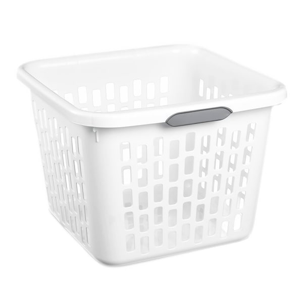 Sterilite Laundry Basket, 1.5 bu, White, 19-1/4 in L x 18-1/2 in W x 13-1/2 in H Outside 12048006 - main