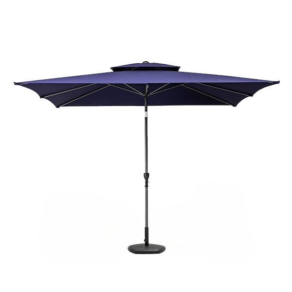 Homeroots 9ft Navy Blue Polyester Rectangular Tilt Market Patio Umbrella 485616 - main