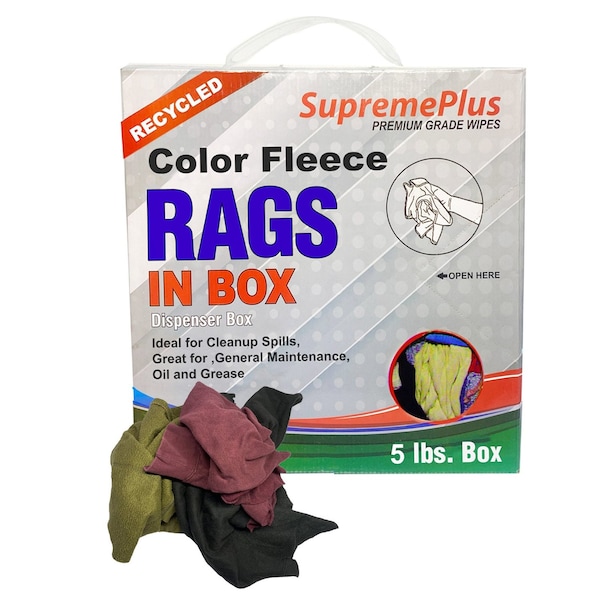 Supremeplus Recycled Color Sweatshirt Cleaning Rags 5 lbs. Compressed Box SP-5123 - main