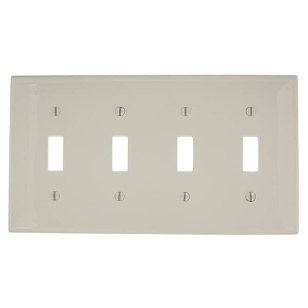 Leviton Switch Wallplate, Standard Size, Gang 4, White 80712-T - main