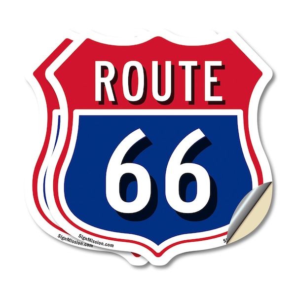 Signmission Route Marker Shield Sign Route 66, 6 inch X 6 inch, Vinyl Decal, 2PK SHI-D-2PACK-6-459 - main