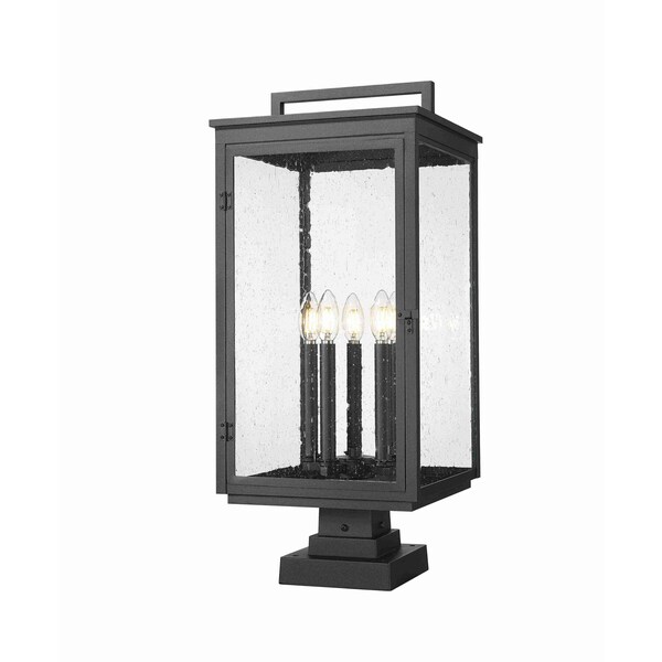 Z-Lite Hartwell 5-Light Outdoor Pier Mounted Fixture, 12 in W x 27.75 H, Sand Black 5019PHXLS-SQPM-BK - main