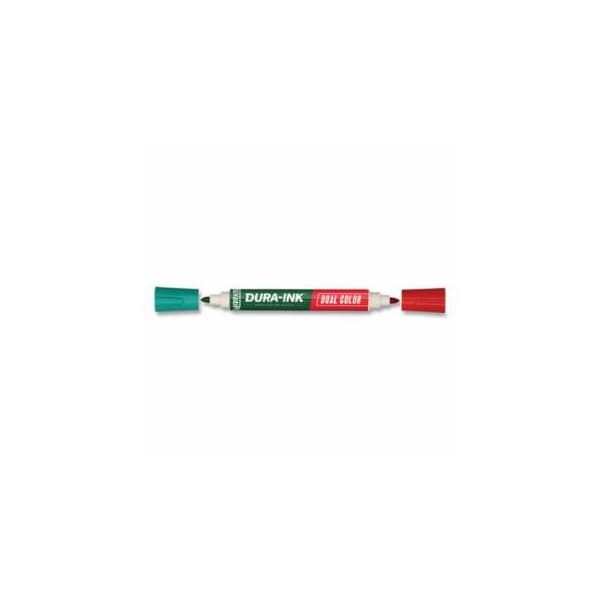 Markal Dura-Ink Dual Color Permanent Ink Marker, Green/Red, 1.5 mm, Fine, 12PK 434-96331 - main