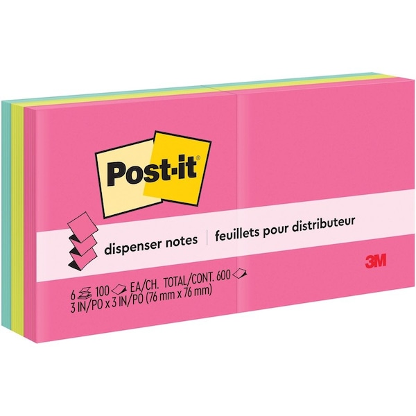 3M Post-it, Original Pop-Up Refill, 3 X 3, Assorted Cape Town Colors, 6PK R330AN - main