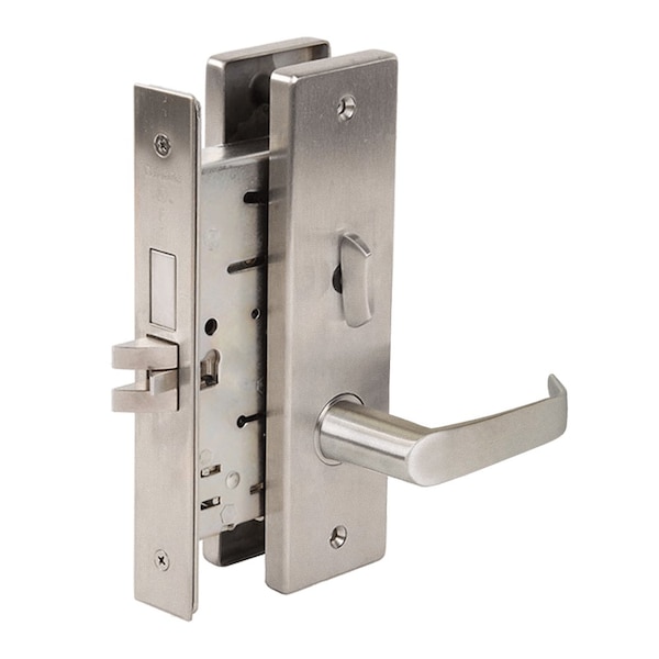 Falcon Grade 1 Entry/Office Mortise Lock, Less Conventional Cylinder, Dane Lever, Napa Escutcheon, Satin S MA541L DN 630 - main