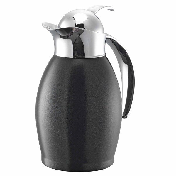 Service Ideas Nicollet Series 0.6-Liter Stainless Vacuum Insulated Carafe with Push Button Lid in Radiant Black NIC06BSPBBL - main