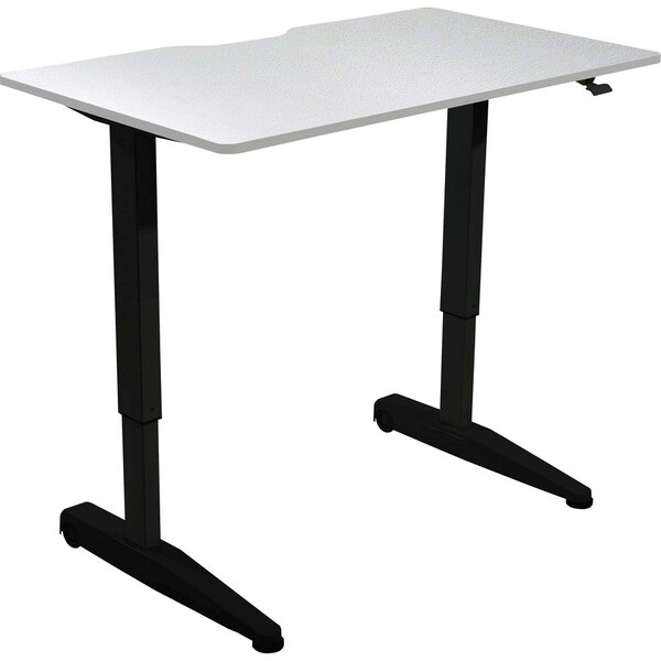 Iceberg Pneumatic Adjustable Desk, White Ash Top, Black Base, 59 in x 29 in 69167 - main