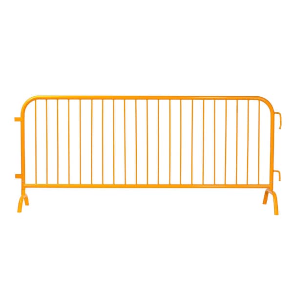 Global Industrial Steel Crowd Control Barrier, 8-1/2'L x 43"H, Bridge Feet, Powder Coat Yellow 670870 - main