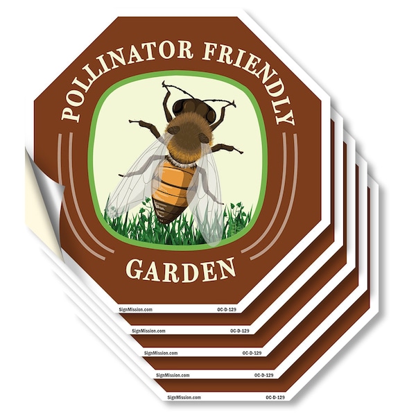 Signmission Pollinator Friendly Garden, 6 inch X 6 inch, Vinyl Decal, 5PK OC-D-5PACK-6-129 - main
