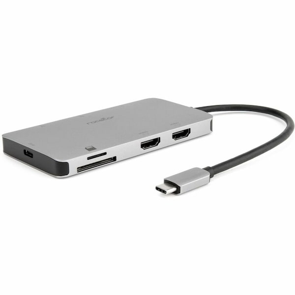 Rocstor USB-C MULTIPORT ADAPTER, 8-IN-1 HUB - 2X HDMI PORTS - 3X USB-A - SUPPORTS DP 1.4 Y10A302-S1 - main