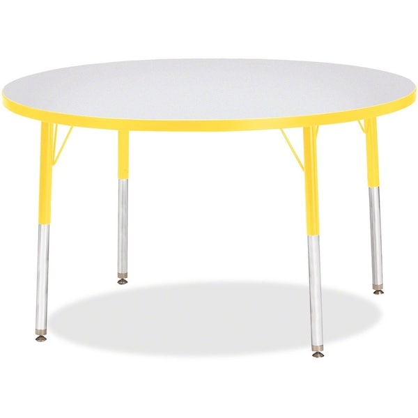 Jonti-Craft Berries Round Activity Table, 42 in. Diameter, E-height, Freckled Gray/Yellow/Gray 6468JCE007 - main