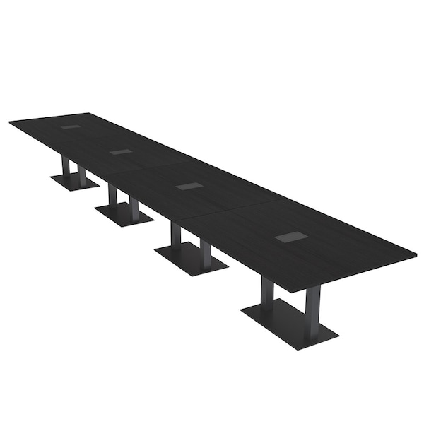 Skutchi Designs Rectangle Conference Table With Power Unit, 48 in W, 240 in L, Black HAR-REC-48X240-DOU.BK-U999ST19-EBLK - main