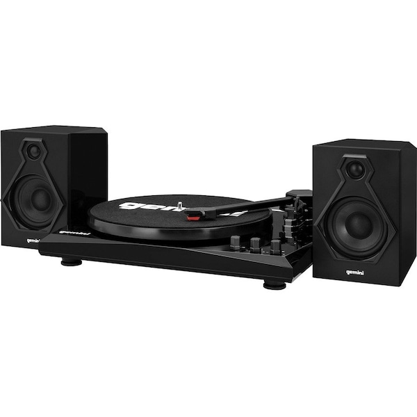 Gemini Belt Drive Turntable Set, 3 Speed Record Player W 2 Speakers BlackBlack TT-900BB - main