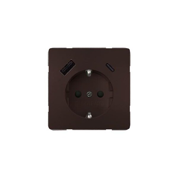 Siemens DELTA style chocolate USB-SCHUKO socket outlet 2 USB A+C Power: Up to 18W 5UB1870-1CH01 - main