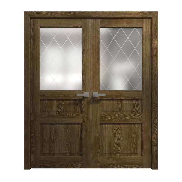 Sartodoors Interior Solid French Double Doors 72 x 96 inches, Ego 5011 Marble Oak, Wood Interior Solid Panel EGO5011DD-DMR-7296 - main