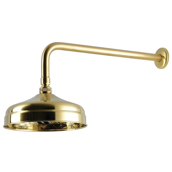 Kingston Brass 8" Round Raindrop Brass Shower Head with 17" Shower Arm, Brushed Brass K124K17 - main