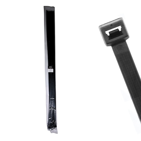 Cable Ties Unlimited Cable Tie, 60 in L, 175 lb Strength, 20 in Max Bundle Dia, Nylon 6/6, UV Resistant, Black, 50PK HD60-175-0L - main