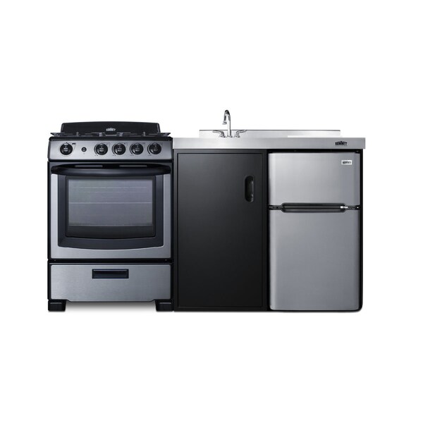 Summit 63in Wide All-in-One Kitchenette with Gas Range ACK63GASBSS - main