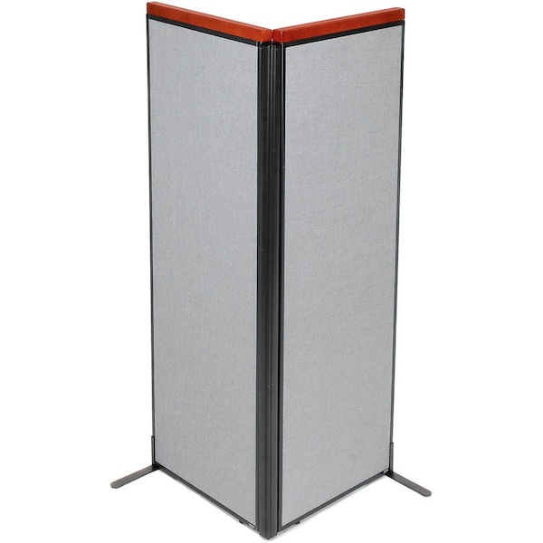 Global Industrial Interion Deluxe Freestanding 2-Panel Corner Room Divider, 24-1/4"W x 73-1/2"H Panels, Gray 695071GY - main