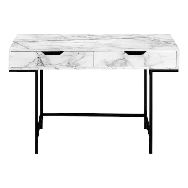 Homeroots 47" White and Black Wood and Metal H-Shape Computer Desk With Two Drawers 489998 - main