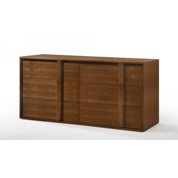 Homeroots 65" Walnut Solid Wood Six Drawer Double Dresser 473098 - main